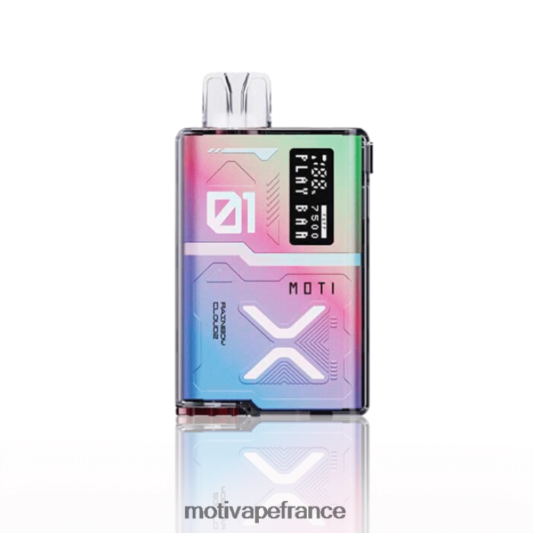 MOTI Play Bar 7500 vapes jetables (5%, 7500 bouffées) HVDB4P57 nuage arc-en-ciel - MOTI Vape For Sale