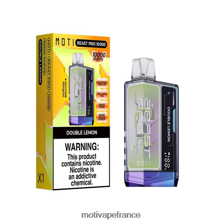 MOTI Beast Pro vape jetable (5%, 10000 bouffées) HVDB4P43 double citron - MOTI Vape Disposable France