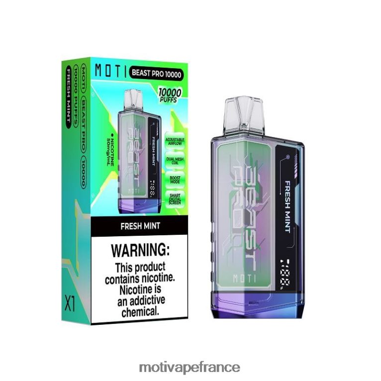 MOTI Beast Pro vape jetable (5%, 10000 bouffées) HVDB4P44 menthe fraîche - MOTI Vape Review
