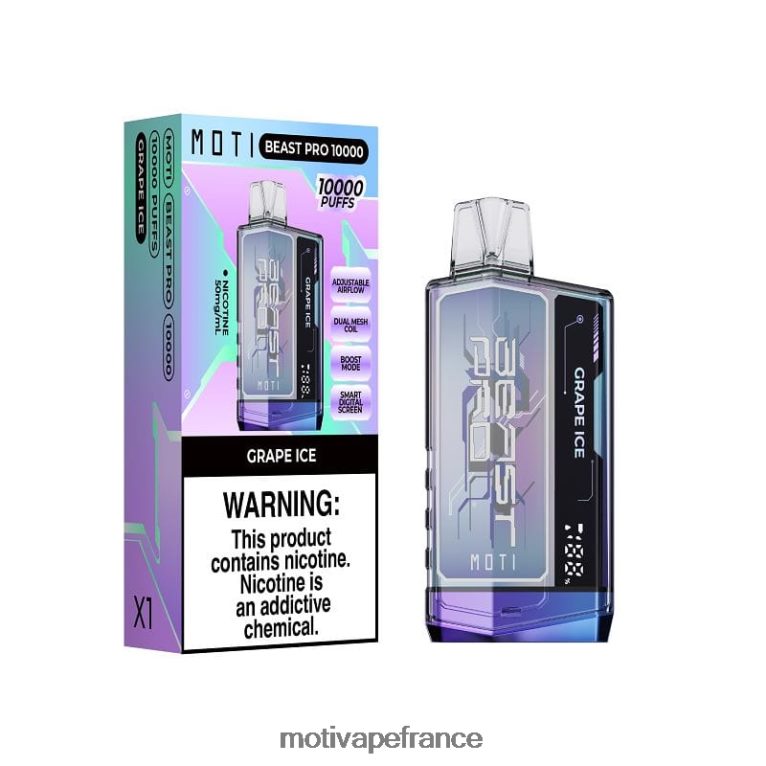 MOTI Beast Pro vape jetable (5%, 10000 bouffées) HVDB4P45 glace aux raisins - MOTI Vape Near Me