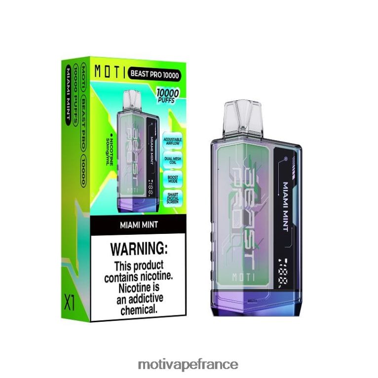 MOTI Beast Pro vape jetable (5%, 10000 bouffées) HVDB4P48 menthe de Miami - MOTI Vape Amazon