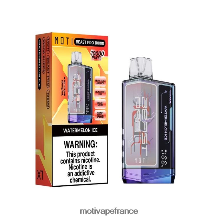 MOTI Beast Pro vape jetable (5%, 10000 bouffées) HVDB4P52 glace à la pastèque - MOTI Vape Price