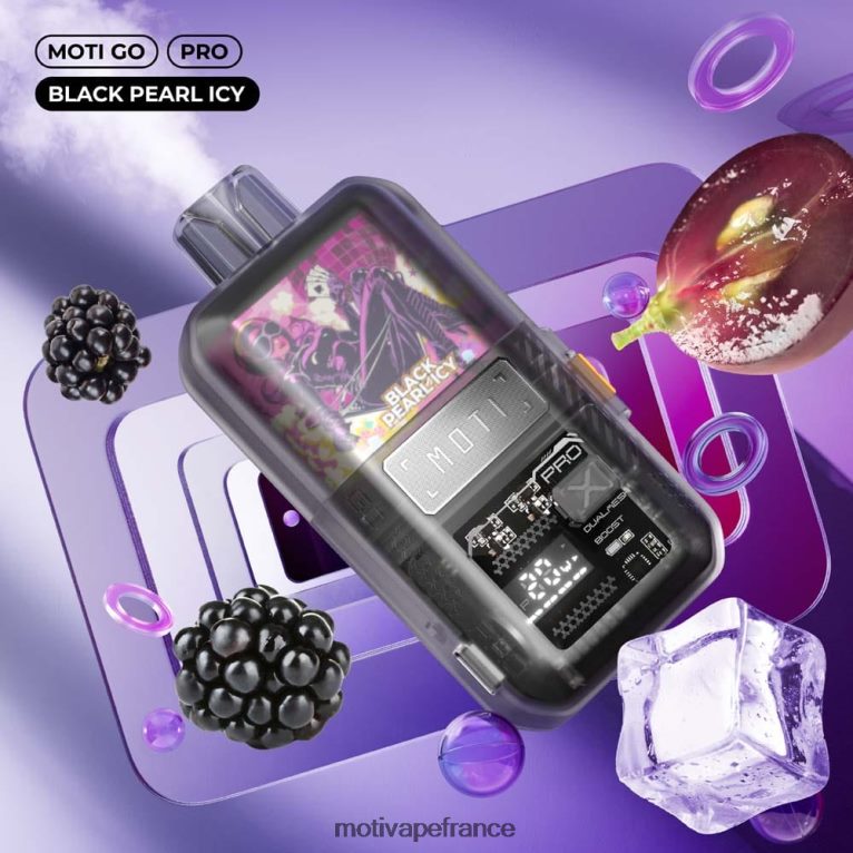MOTI Go Pro vape jetable (5%, 12000 bouffées) HVDB4P12 perle noire glacée - MOTI Vape Price