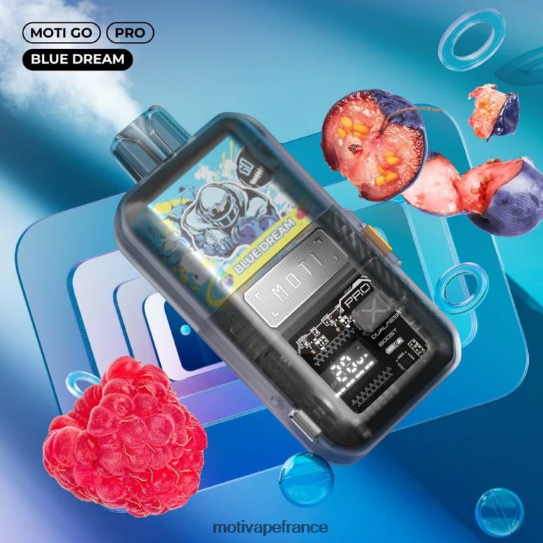 MOTI Go Pro vape jetable (5%, 12000 bouffées) HVDB4P13 rêve bleu - MOTI Vape Disposable France