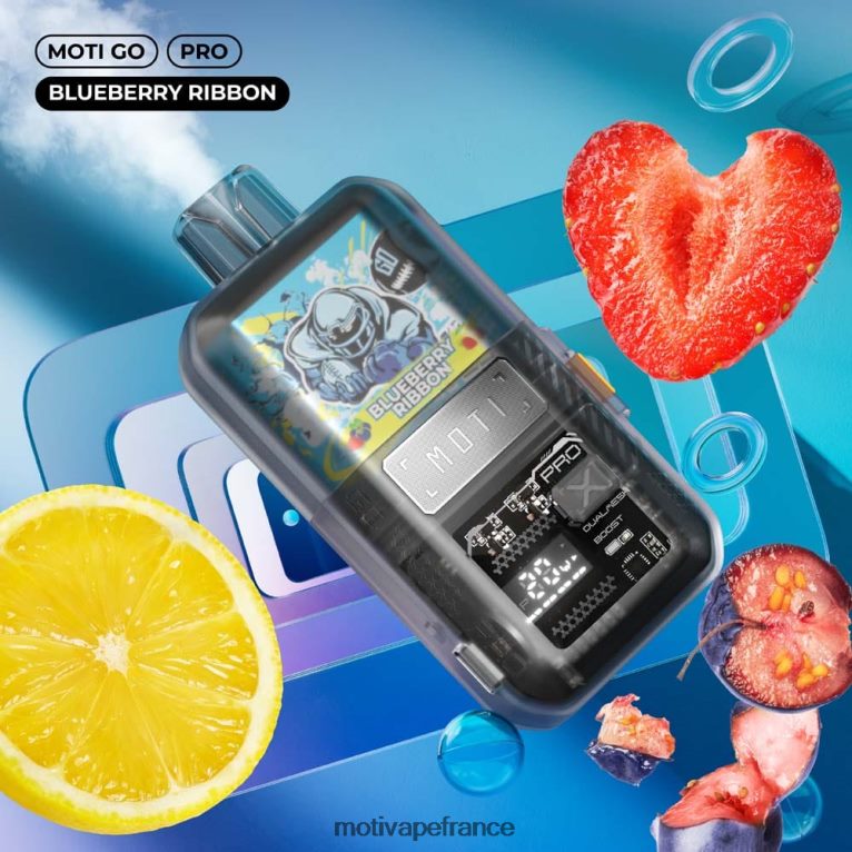 MOTI Go Pro vape jetable (5%, 12000 bouffées) HVDB4P14 ruban de myrtille - MOTI Vape Review