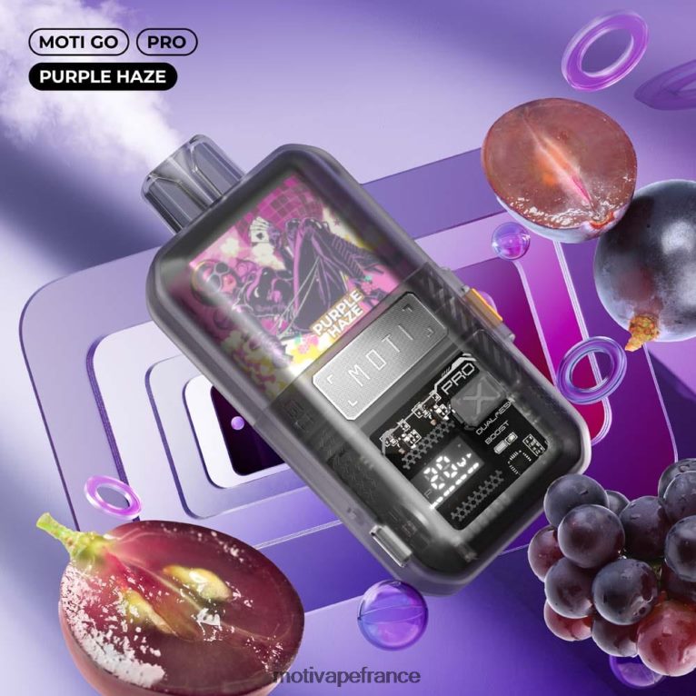 MOTI Go Pro vape jetable (5%, 12000 bouffées) HVDB4P19 brume violette - MOTI Vape Paris