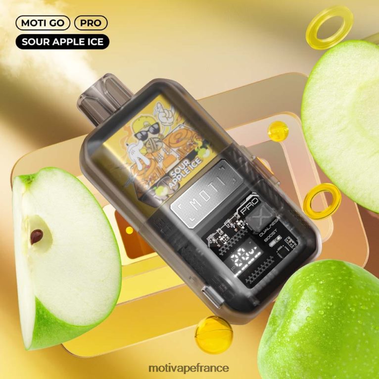 MOTI Go Pro vape jetable (5%, 12000 bouffées) HVDB4P20 glace à la pomme aigre - MOTI Vape France