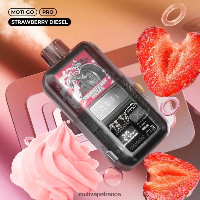 MOTI Go Pro vape jetable (5%, 12000 bouffées) HVDB4P21 diesel aux fraises - MOTI Vape Pop