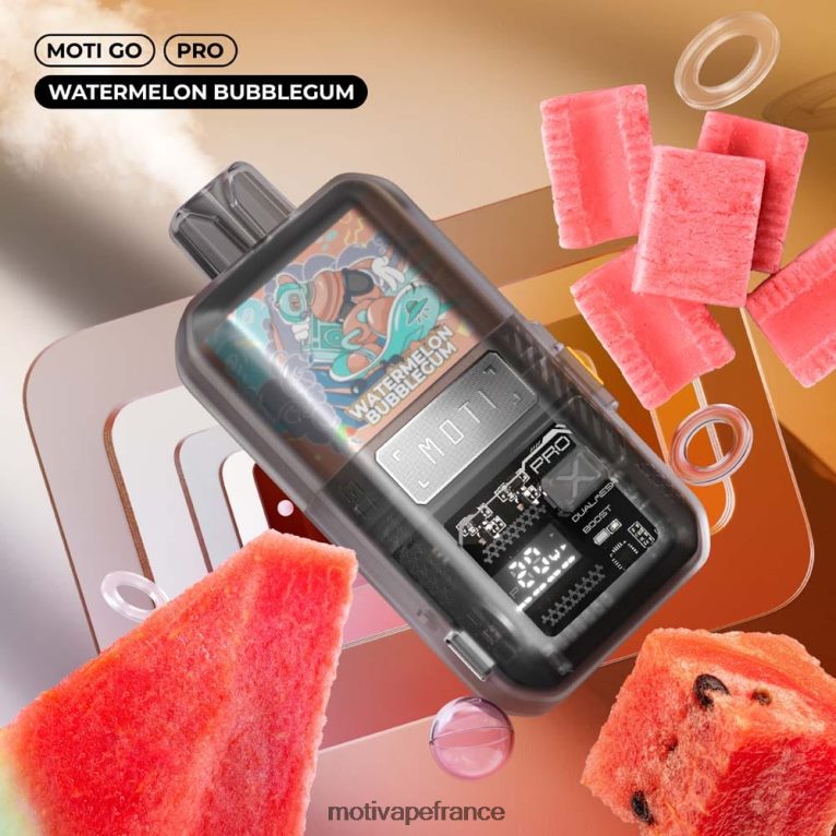 MOTI Go Pro vape jetable (5%, 12000 bouffées) HVDB4P23 chewing-gum à la pastèque - MOTI Vape Disposable France